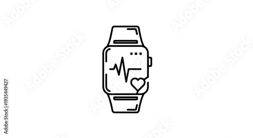 Smartwatch with Heartbeat Monitor Icon - Health Tracking Technology