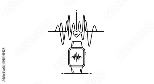 Smartwatch ECG Heartbeat Monitor Icon - Digital Health Monitoring