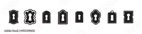 Vintage keyhole escutcheon silhouette set for doors and furniture design decorative hardware icons