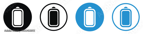 Battery polarity icons featuring plus and minus symbols. Professional vector set for electrical orientation, battery placement, and terminal identification in black and blue themes.