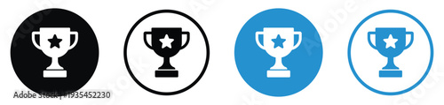 Trophy cup icon with a star in the center, symbolizing victory, excellence, or winning a competition. Clean vector design for business milestones or gamification award badges.