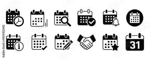 Set of modern calendar icons for organization and planning
