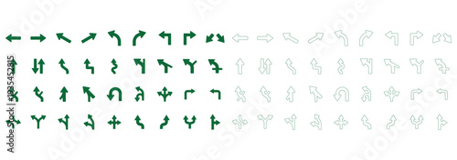 left curve ahead road warning sign icon with black arrow traffic direction symbol isolated on white background illustration