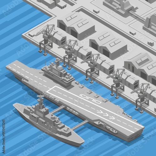 Aircraft Carrier Naval Ship Model Illustration.