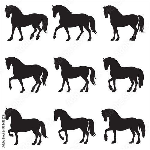 Friesian Horse Silhouette Clipart