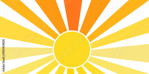 Yellow sun illustration. Abstract design of a shining sun in a flat style