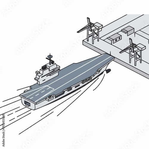 Aircraft Carrier Ship Illustration Naval Vessel.
