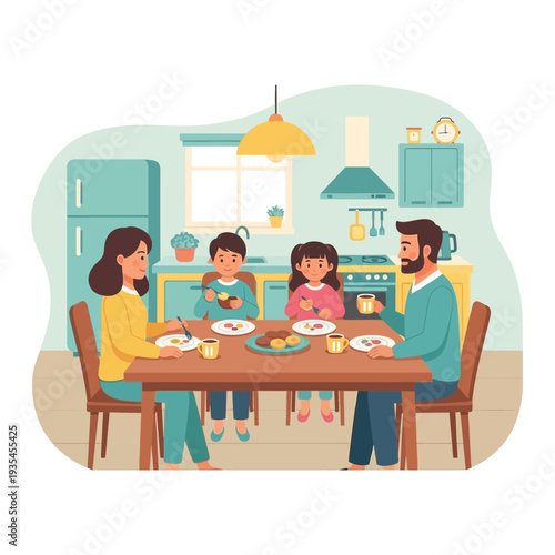 Family enjoying a meal together at home.