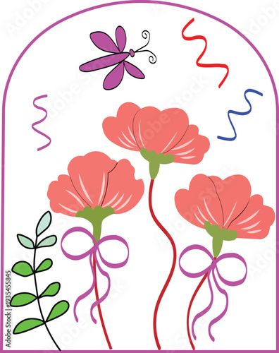 Abstract floral background with pink flowers and decorative spring nature design vector illustration