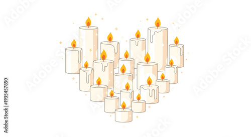 Set of 20 white candles vector