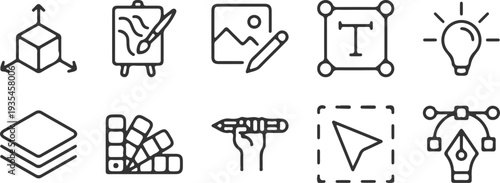 graphic design black line icons set vector illustration art