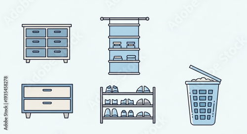 Collection of home storage and organization furniture items.