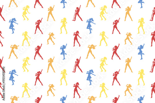 Pop star silhouette seamless pattern design