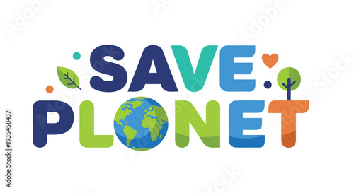 Save Planet eco friendly logo vector