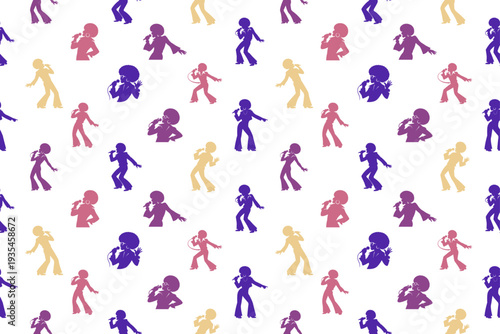 Funk singer silhouette pose seamless pattern design