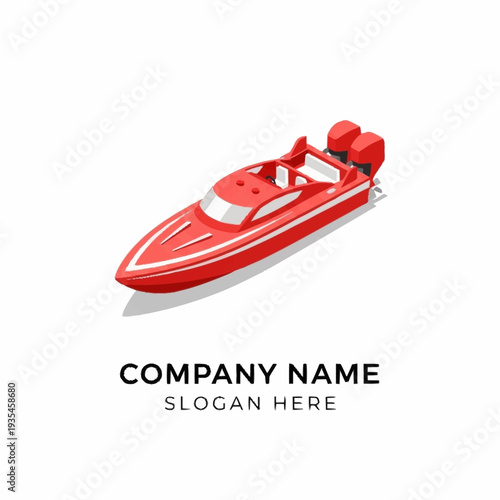 Red Speedboat Vector Graphic Illustration Design.