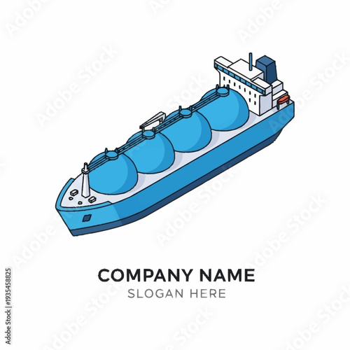 Blue Cargo Ship with Containers Illustration.