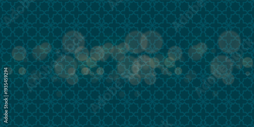 Seamless vector pattern with arabic ornament and bokeh background blue