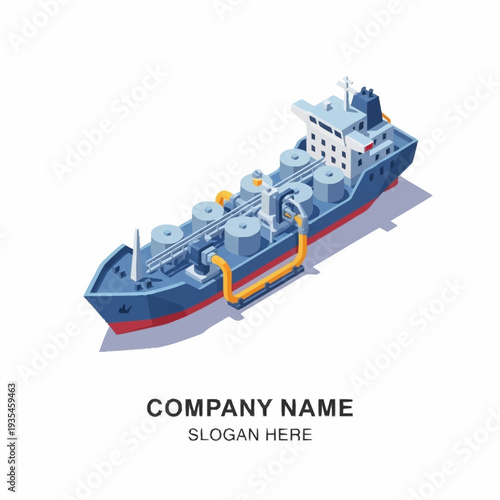 Isometric 3D Illustration of Large Cargo Ship.