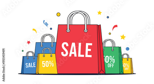 Set of 6 shopping bag icons vector