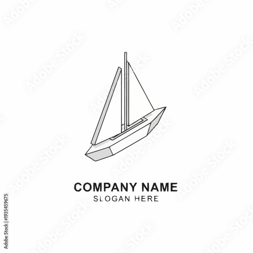 Simple Line Drawing of a Sailboat.