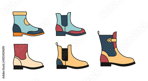Ankle Boots Line art vector dynamic smooth tone illustration