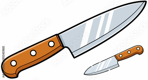 Chef Knife and Paring Knife Vector Illustration Set