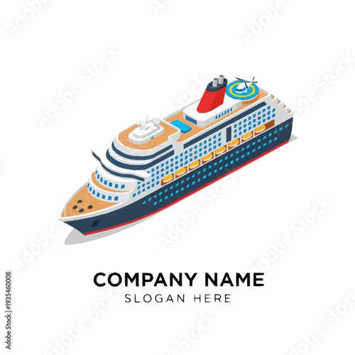 Cruise Ship Illustration with Multiple Decks.
