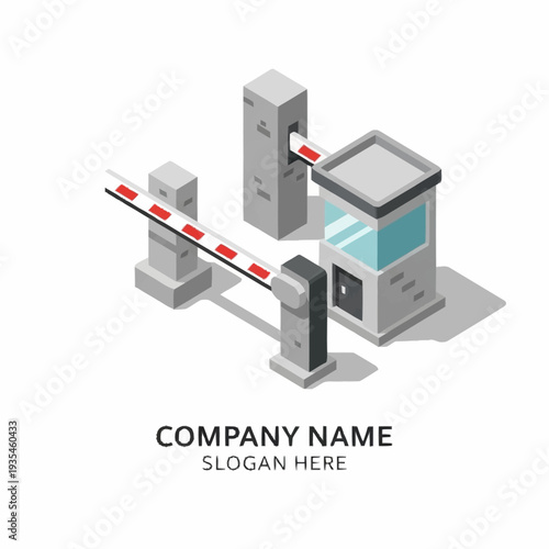 Toll Booth Barrier Gate with Booth House.