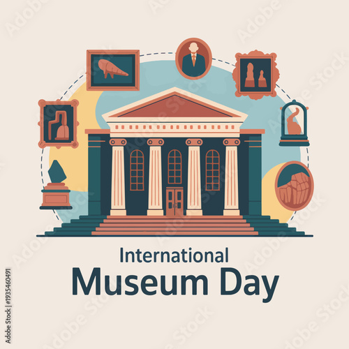 International Museum Day with the museum building and exhibits of artifacts