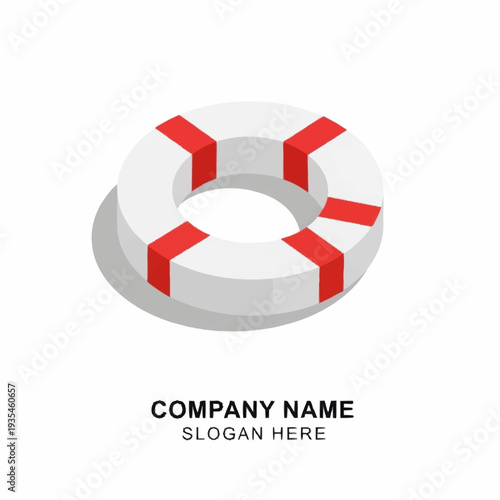 White Life Preserver with Red Accents.