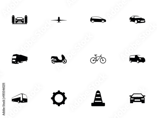 Transportation and Automotive Service Icon Collection Set