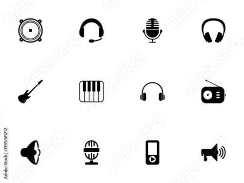 Collection of Glyphs for Recording, Listening, and Music Production Tools