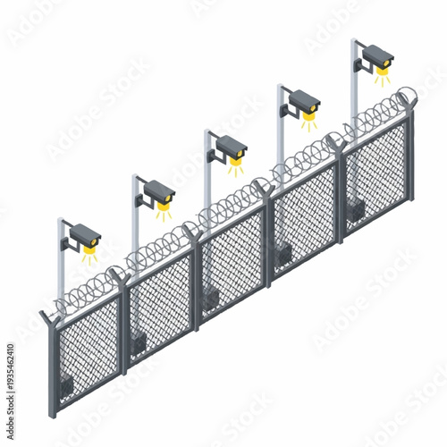 Security Fence with CCTV Cameras Installed.
