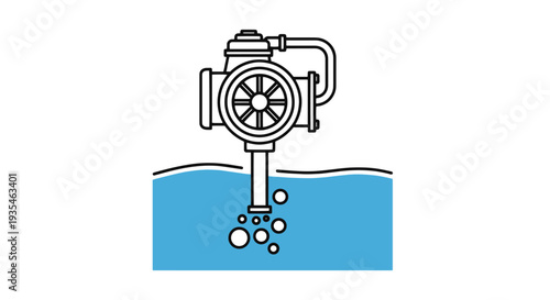 Aquaculture aerator Line art creative bold style illustration