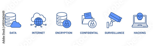Privacy banner web icon vector illustration concept with icon of data, internet, encryption, confidential, surveillance and hacking