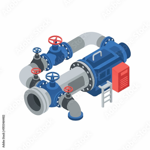 Industrial Valves and Pipes System Illustration.