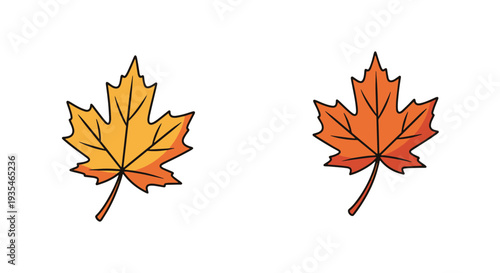 Autumn season Line art vector modern color design illustration