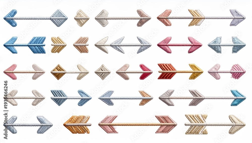 Fototapeta premium Collection of Colorful Arrow Illustrations on White Background.