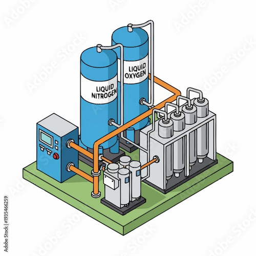 Industrial Oxygen and Nitrogen Storage Tanks.