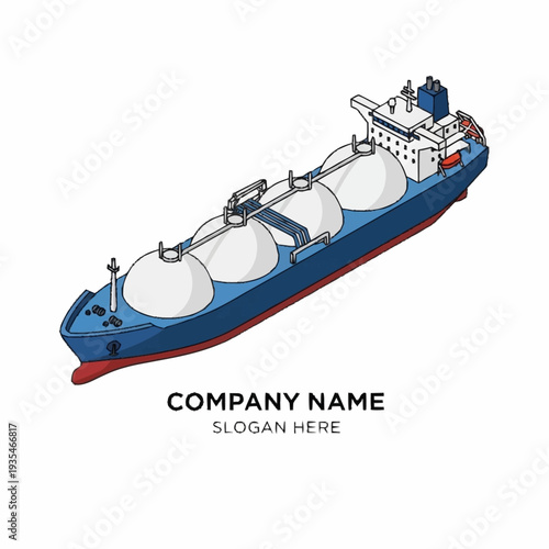 Liquefied Natural Gas Carrier Ship Illustration.