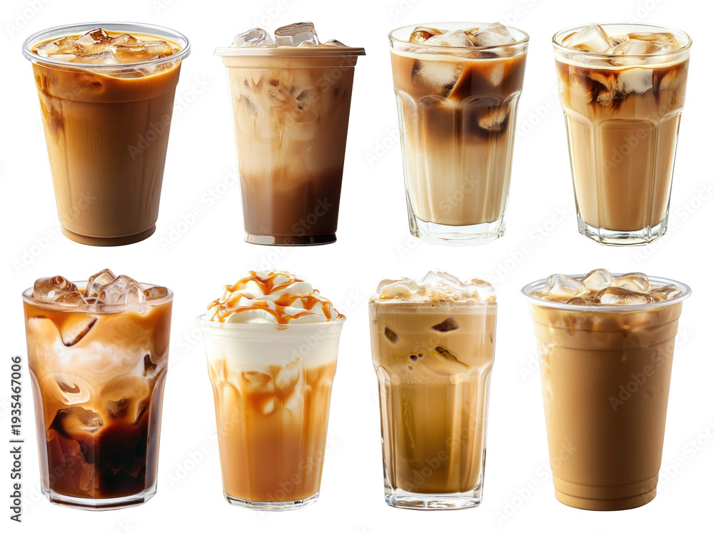 custom made wallpaper toronto digitalPNG Assorted iced coffee drinks collection on transparent background