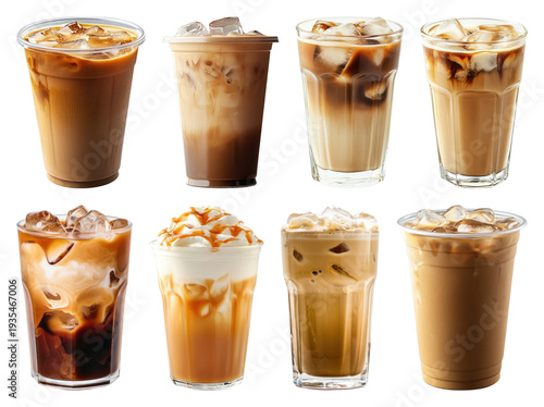 Wallpaper Mural PNG Assorted iced coffee drinks collection on transparent background Torontodigital.ca