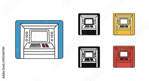 ATM Line art vector set creative abstract minimal