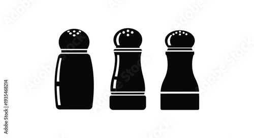 Black salt and pepper shakers in a simple graphic silhouette