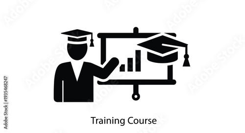 Graduation and business presentation concept depicted in a dark silhouette