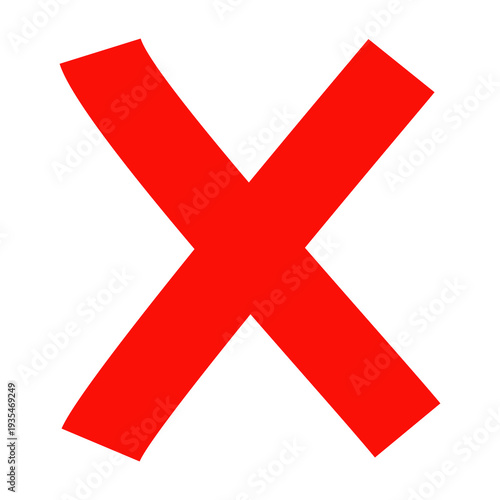 cross mark in flat red style	