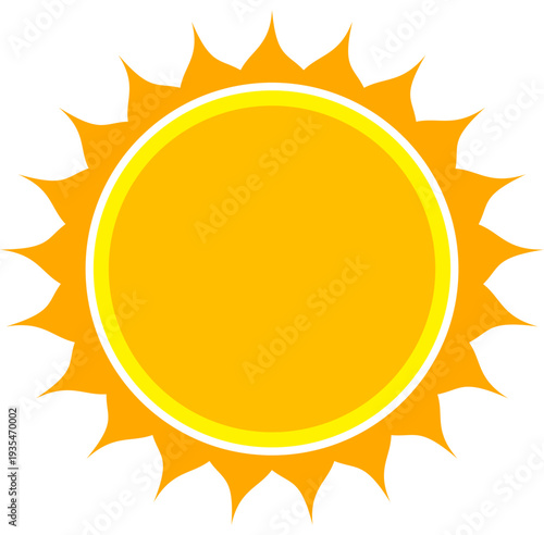 Yellow sun illustration. Abstract design of a shining sun in a flat style.