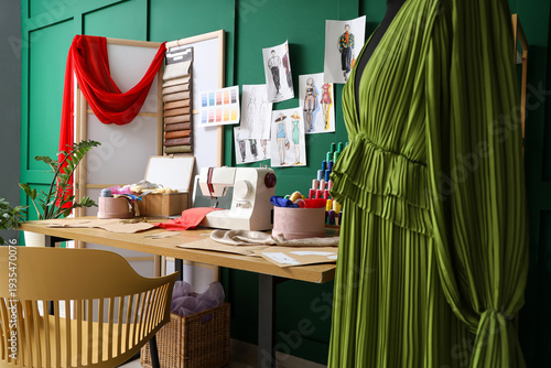 Interior of atelier with ta...