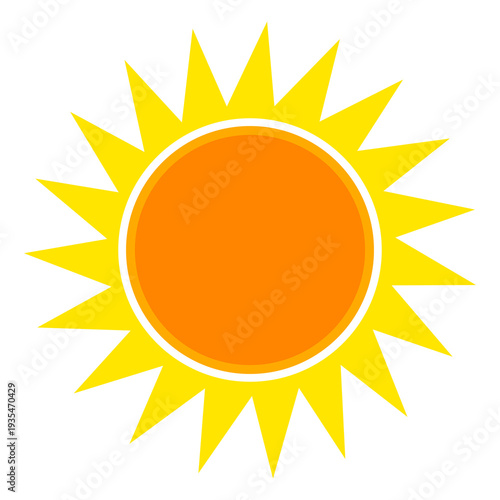 Yellow sun illustration. Abstract design of a shining sun in a flat style.